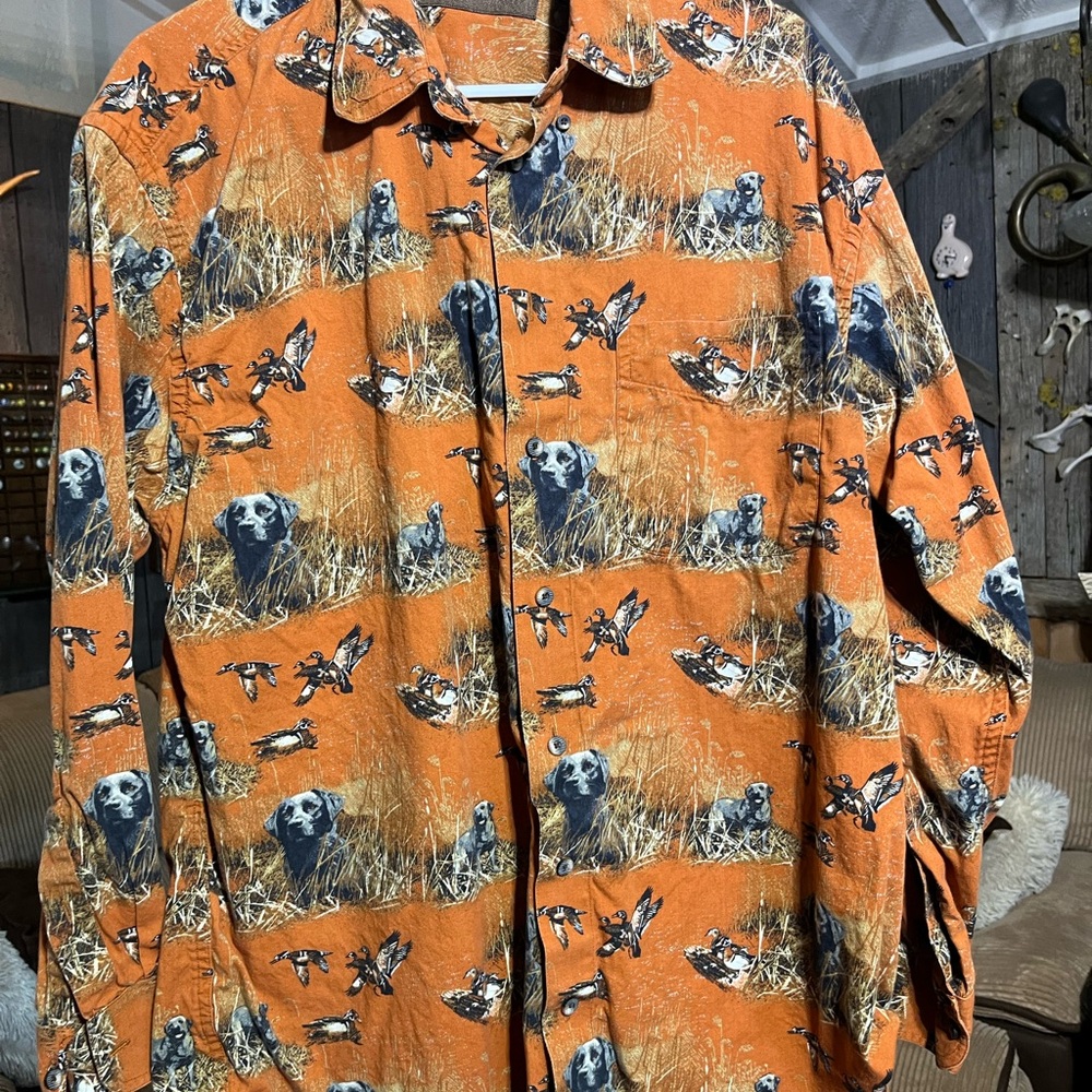 Men's Orange Animal Print Casual Button Down Shirt